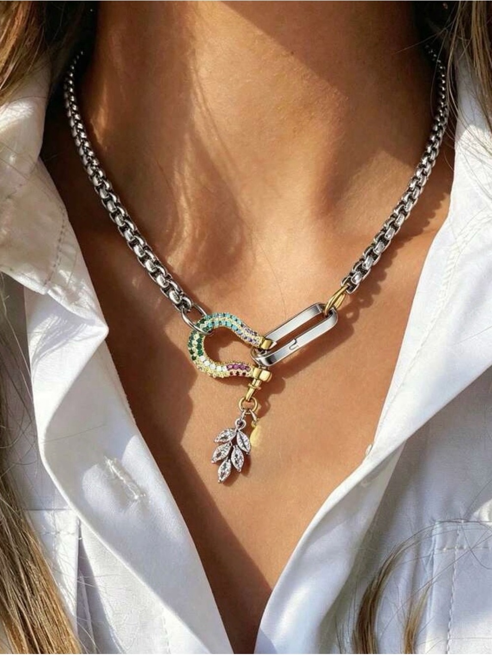 Western Necklace Horseshoe Pendant Necklace Multi Colored Necklace